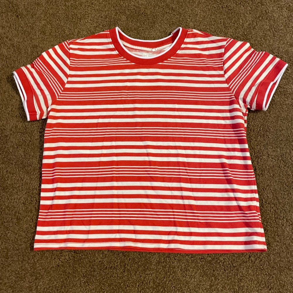 Pacsun Red and White Striped Tee
